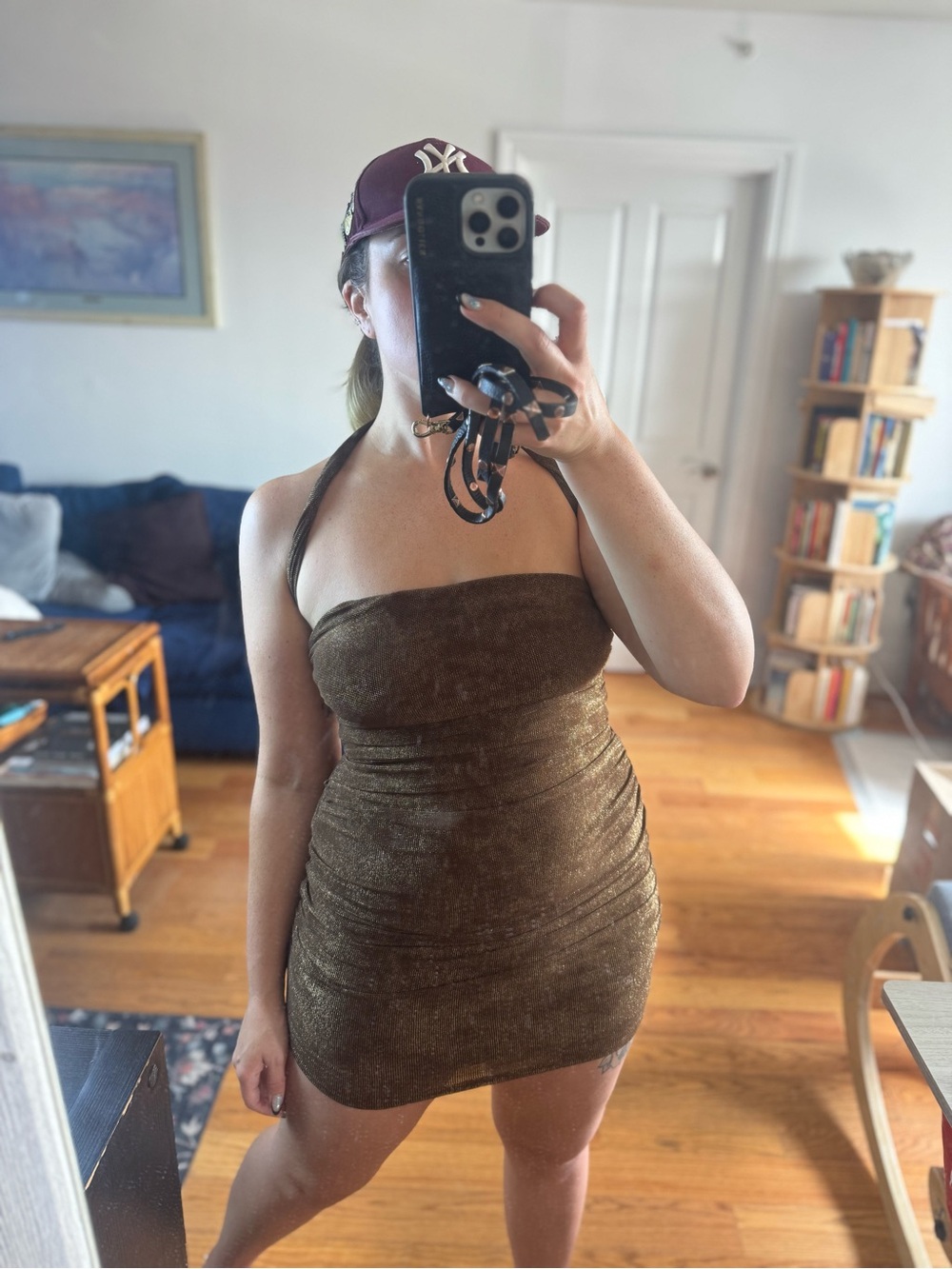 Privy Strapless Brown Bodycon Dress large